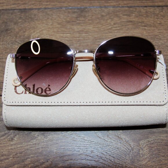 BNWT SS23 CHLOE METALLIC ROUND SUNGLASSES - Picture 2 of 6